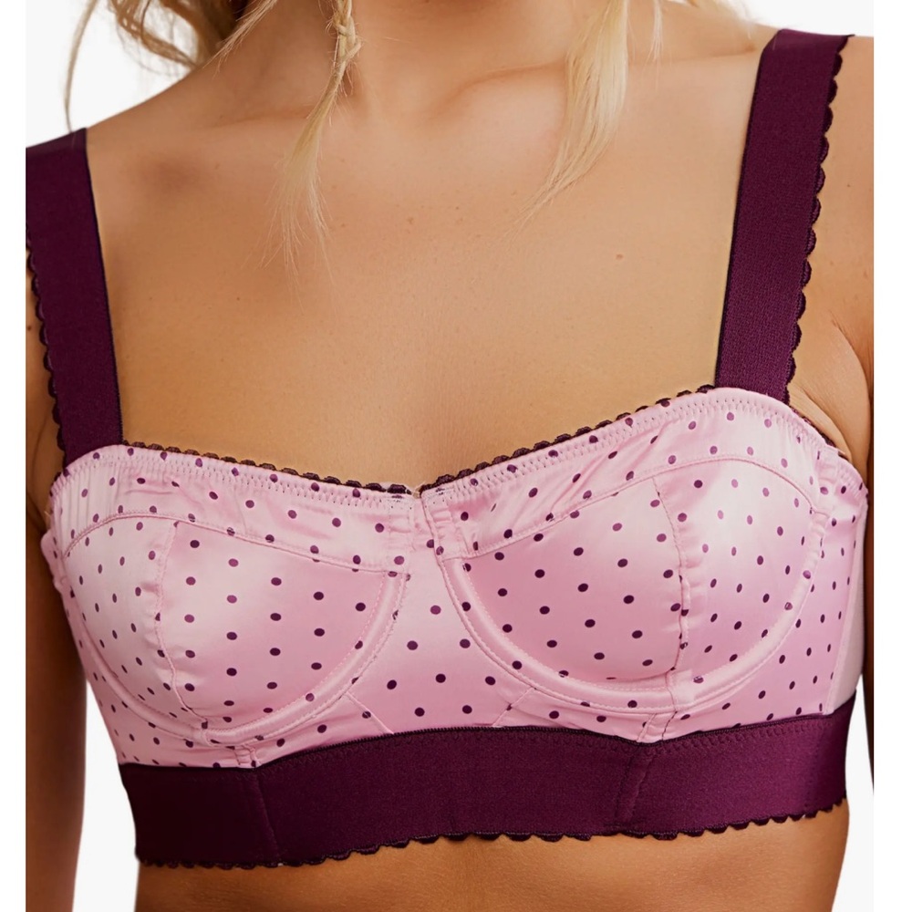 Free People Pink and Purple Polka Dot Underwire Bra